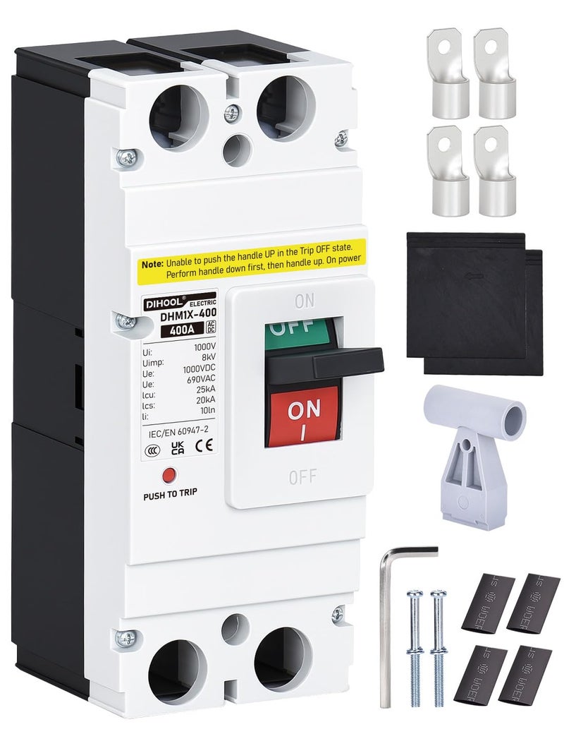 DIHOOL Heavy Duty Battery Disconnect Switch, 400 Amp DC Circuit Breaker for Boat Trolling Motor Marine,Solar System, UPS - Image 1